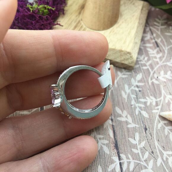 Solid Sterling Silver Cz Flower Ring Size 7 - Picture 4 of 7